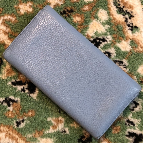 Gucci AUTHENTIC Interlocking G Grained Pebbled Baby Blue Leather GG Long Wallet - Picture 5 of 16